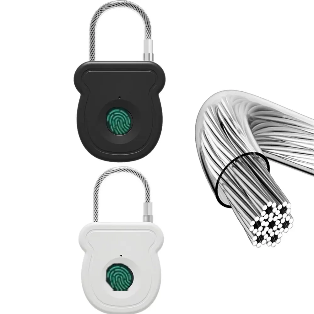 Keyless Fingerprint Biometrics Padlock Electric Lock 20 Users Plastic Material