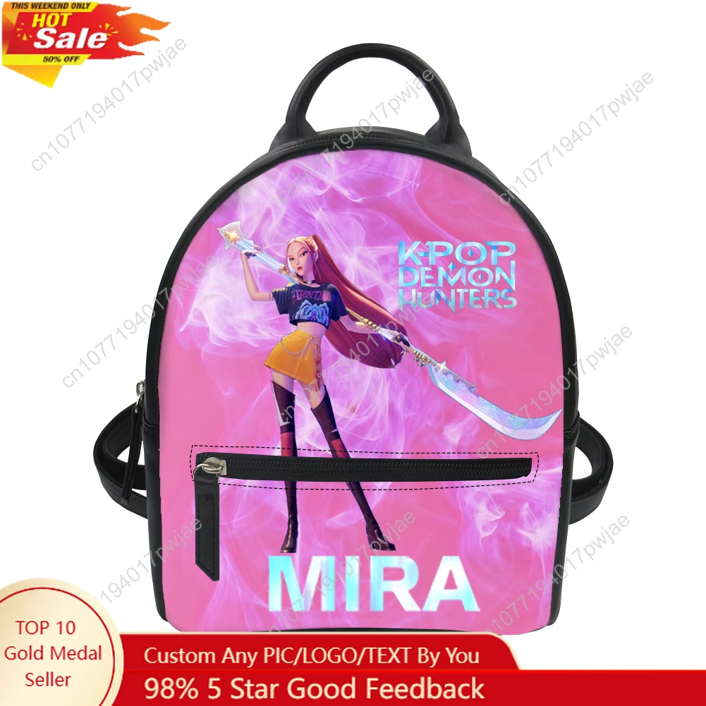 

KPop Demon Hunters Mira Custom Mini Small Backpack Purse Carter Schoolbags Double Shoulder Bag Mini Daypack Leather Travel Bag