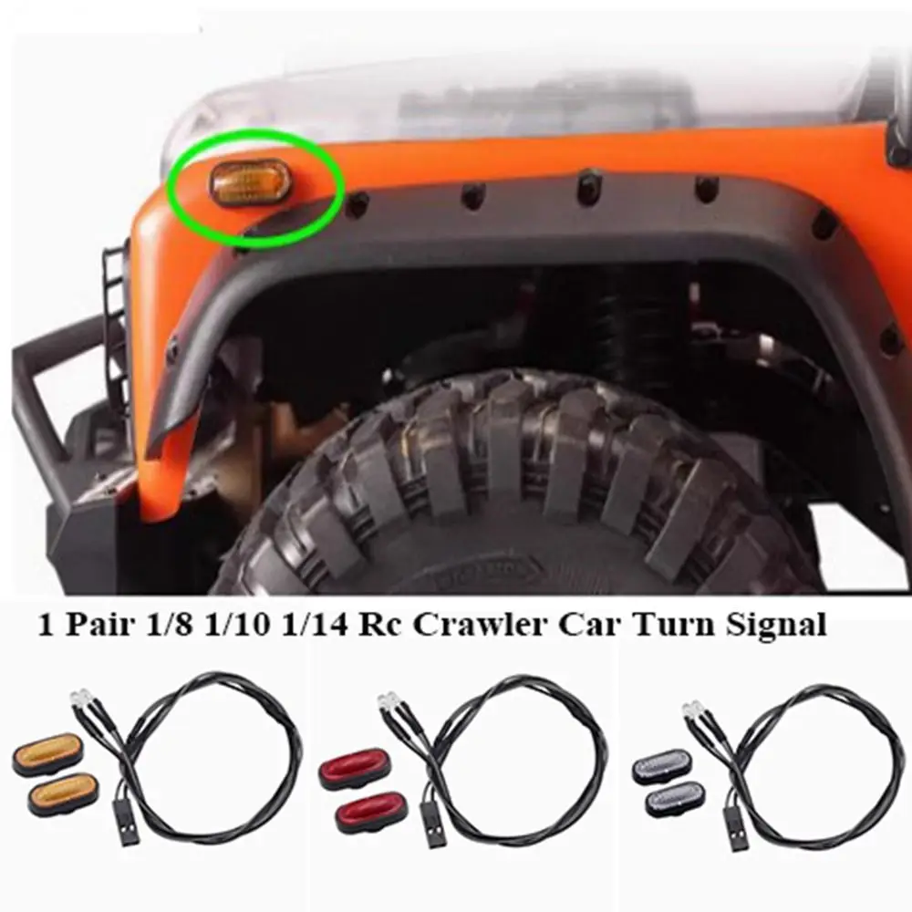1/8 1/10 1/14 Rc Crawler Car Turn Signal Trailer Truck Motorcycle Light Plastic 3 Colors Universal Brake Lights for 1 Pair