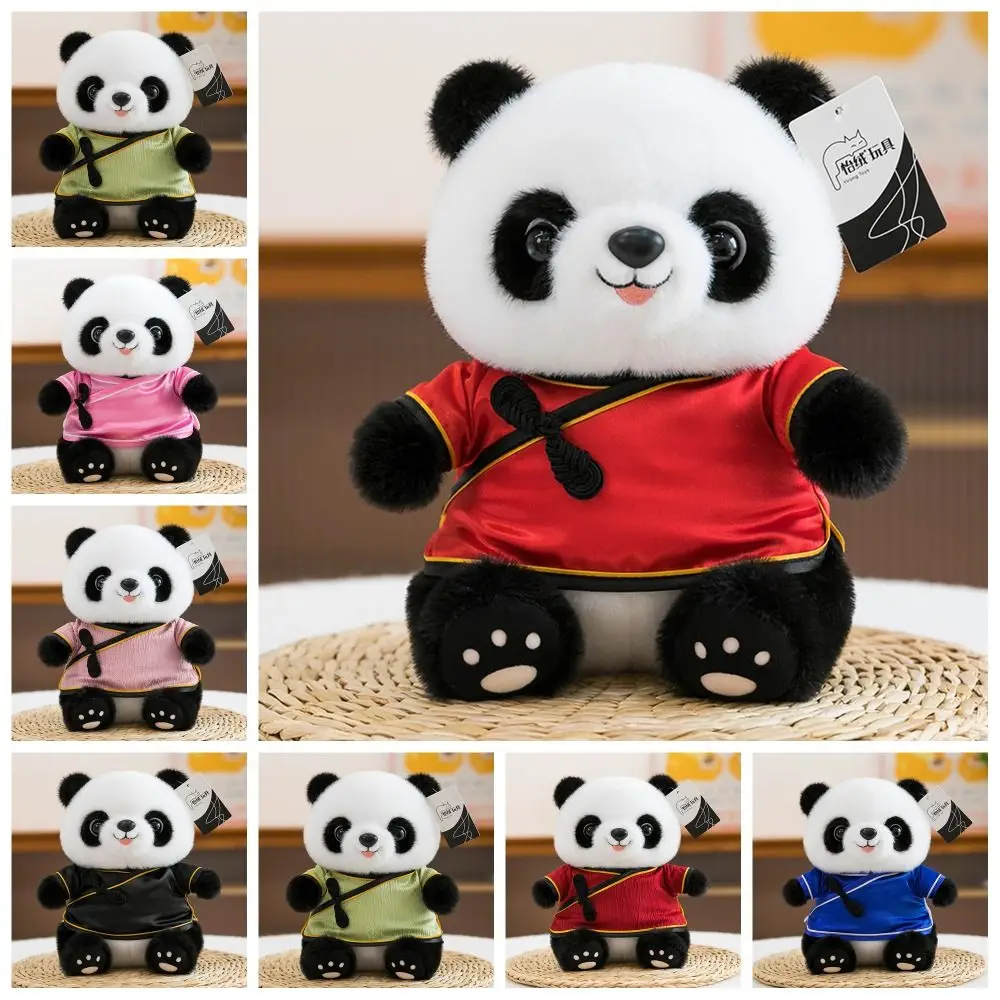 อุปกรณ์เสริมกระเป๋า ผ้าไหมฮันฟู แพนด้า สไตล์จีน หมอนนุ่ม จี้แพนด้า 15/25 ซม. ตุ๊กตาสัตว์การ์ตูนสำหรับเด็ก