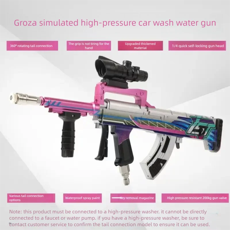 Groza Dog杂 Series Realistic Car Wash Water Gun with 360-Degree Rotating Tail Connector, Specialized High-Pressure Water Gun for Car Wash Shops, Quick Connect