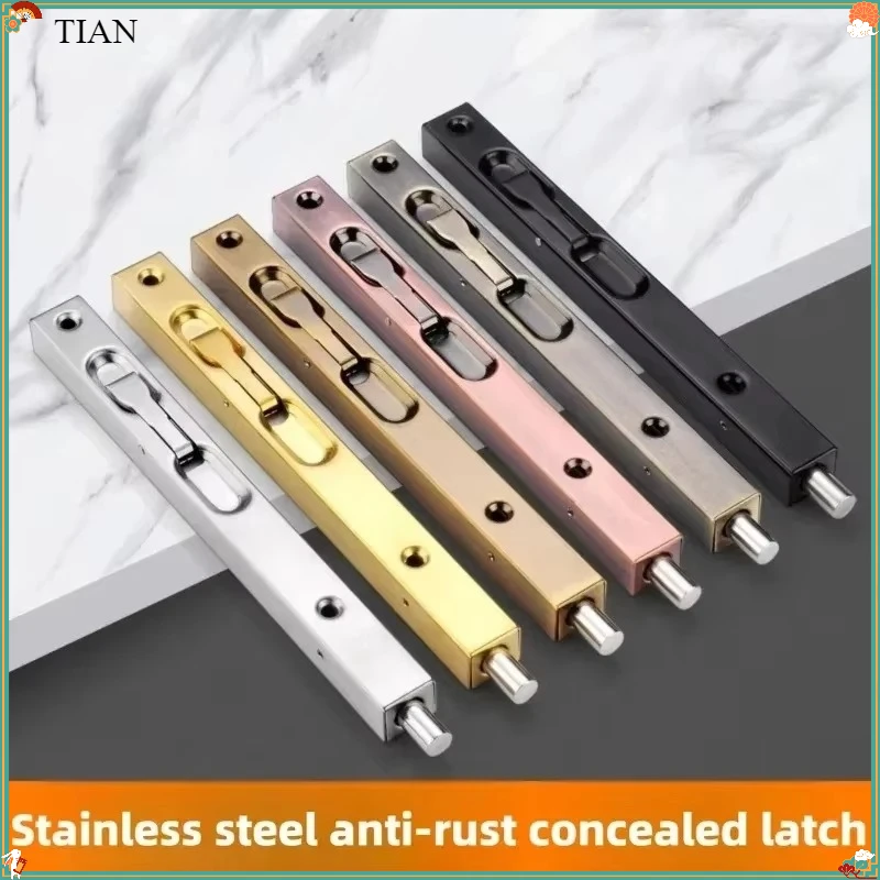 Wooden Door Floor Latch, Stainless Steel Up-Down Concealed Door Bolt, Security Door & French Door Concealed Latch Hardware