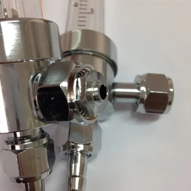 Stable WL-12 All Copper Chrome Plated 90 Degree Straight Thread Flow Meter NPT1/4 Inlet Flow Tube AR/CO2 180 Degree Pass-through