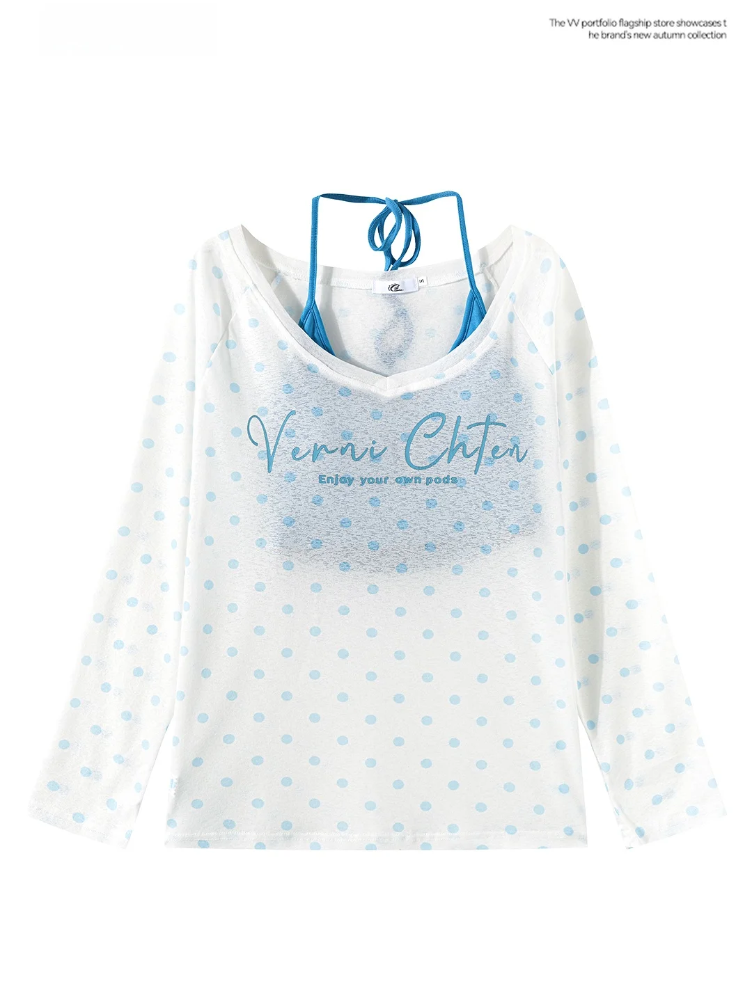 Korean Style Long Sleeve V-Neck Letter Print Sun Protection Cover up Tank Top And Vest Set for Women Summer Casual Wear