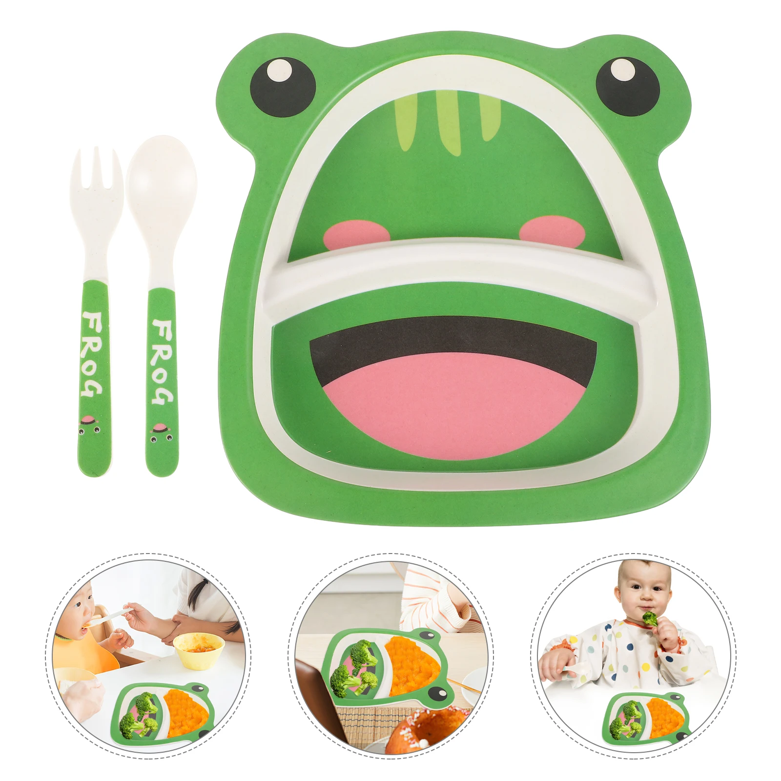 

Bamboo Fiber 's Tableware Cartoon-style Plate Plates for Frog Dinner