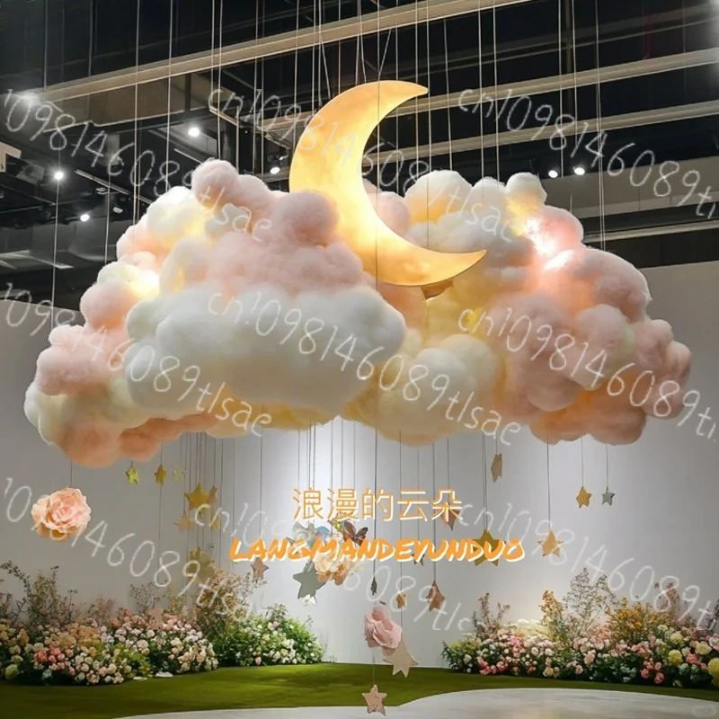 

Декоративный кулон с облаком, красивый дизайн окна в торговом центре, 3D хлопковые облака, макет свадебной сцены