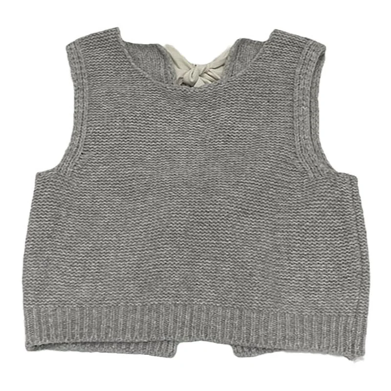 

Knot Hollow Design Knitted Vest Women's Autumn New Sle Korean Version Outerwear Anti-Aging Match All Trendy Top