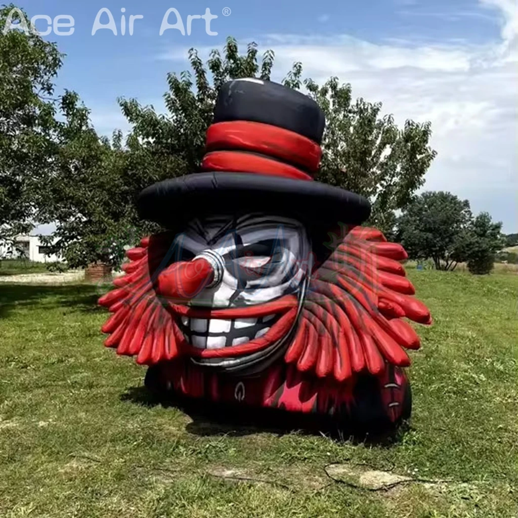 رأس مهرج عملاق مخيف قابل للنفخ بطول 4 أمتار جمجمة المهرج الشريرة للبناء وديكور سقف المنزل