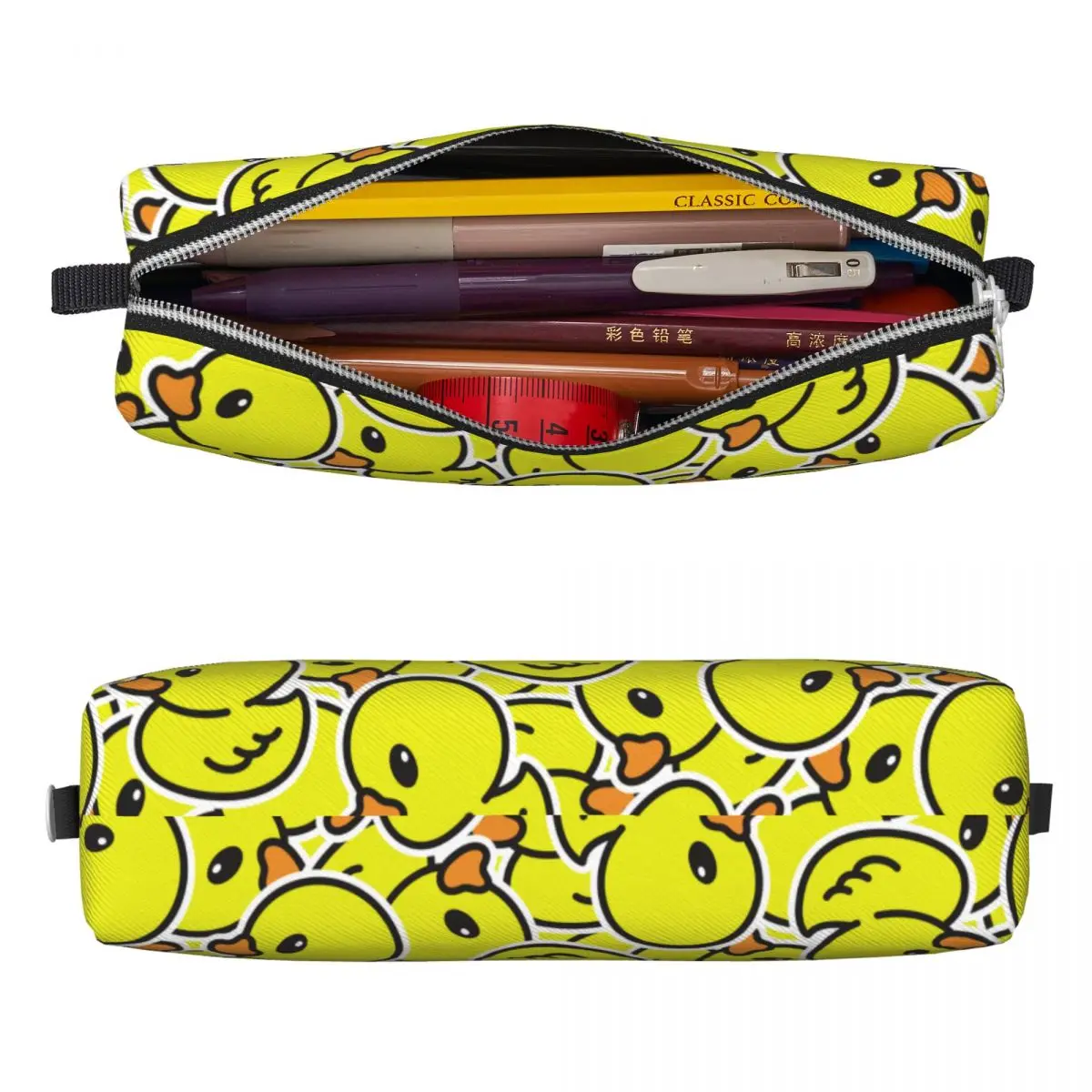 Cute Cartoon Yellow Duck Pattern Pencil Case Pencil Pouch Pen for Student Large Storage Bags Office Zipper Stationery