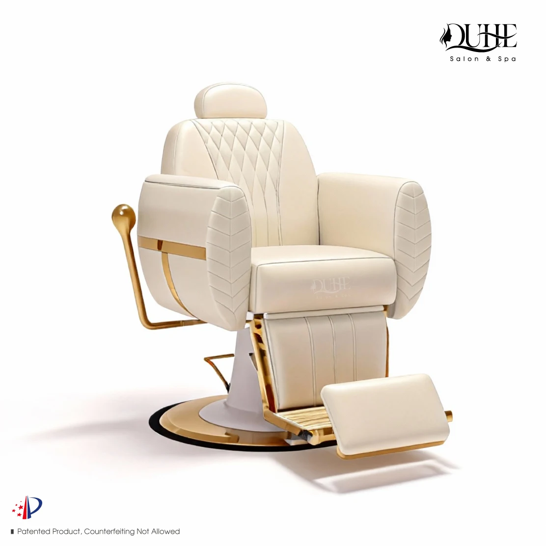 Luxury Synthetic Leather Barber Chair 360 Degree Rotation Adjustable Recliner Hydraulic Salon Round Base Barber Shop Equipment