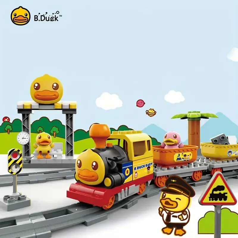 B.Duck Electric Train Track Set, Sound And Light Toy Train, Children's Toys Assembled Building Blocks Train