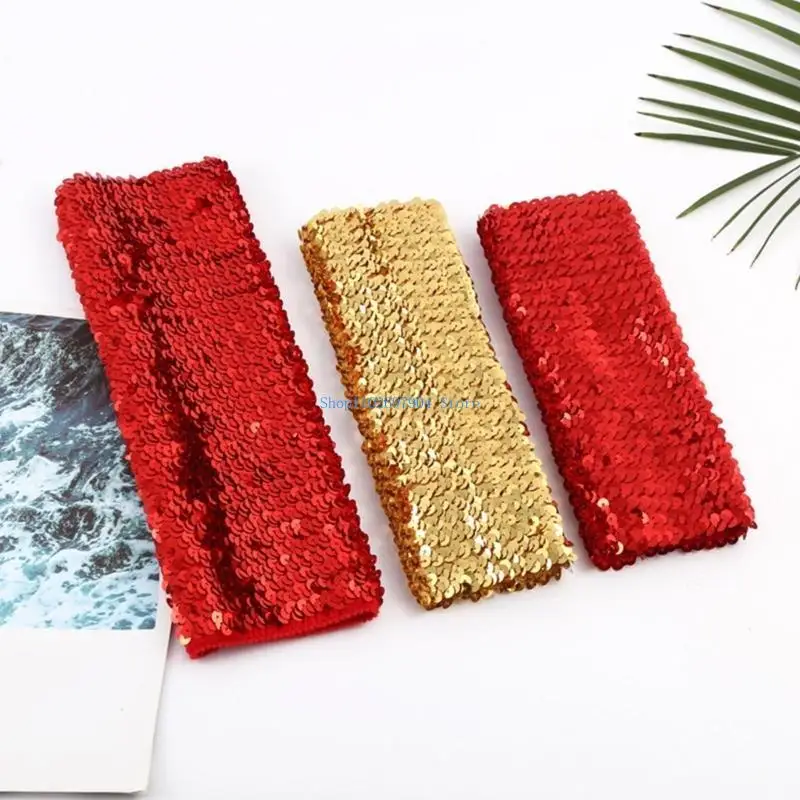 

N7YF Shiny Sequins Oversleeves Arm Warmer Stretchy Fingerless Gloves for Adult Women