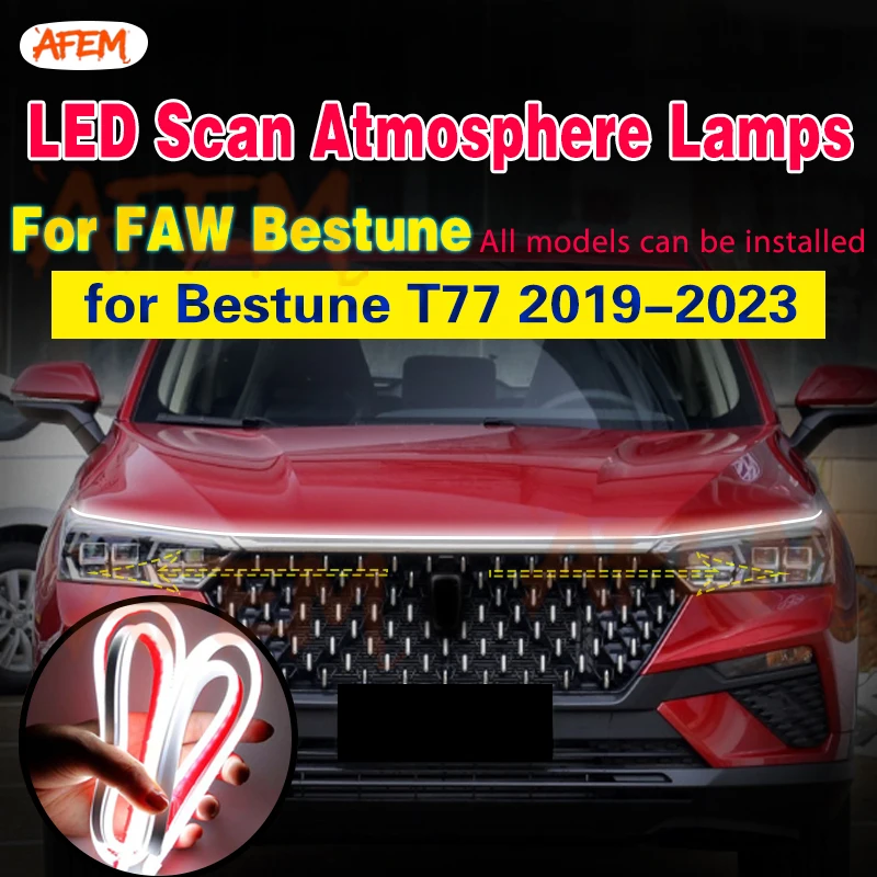 Start Scan LED Daytime Running Light 12V Hood Lamp Car Modification LED Waterproof DRL Universal For FAW Bestune T77 2019-2023