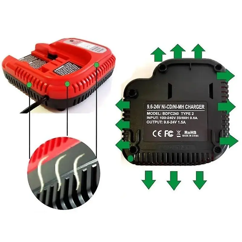 Для BDCCN24 BDFC240 Black & Decker 9,6 V-12V-14,4 V-18V-24V FSMVC 90556254-01 90592360-01 Ni-Cd Ni-MH аккумуляторное зарядное устройство 18V HPB