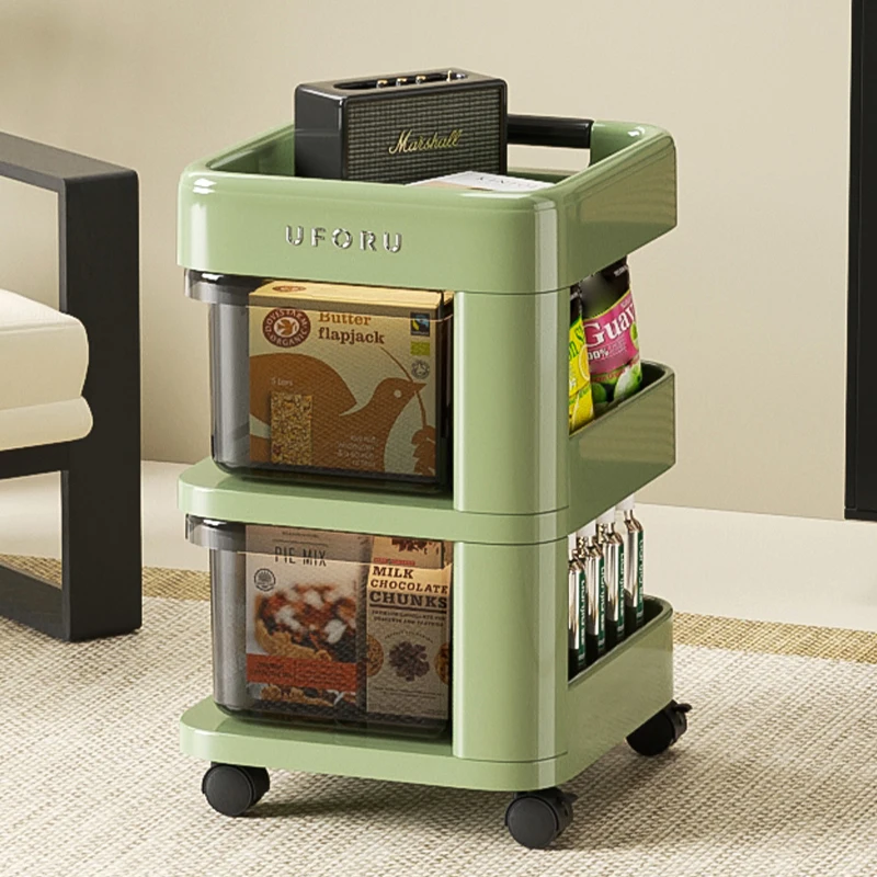 

UFORU Полка для тачек Бытовая стойка для хранения продуктов, автомобильная стойка для закусок, многоэтажная стойка для хранения в гостиной, мобильный ящик