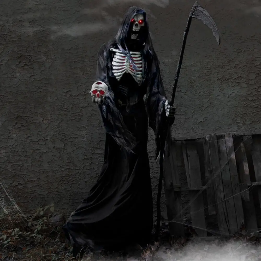 

7-Ft. Tall Rotting Reaper, Motion-Activated and TalkingAnimatronic for Indoor or Covered Outdoor Creepy Halloween