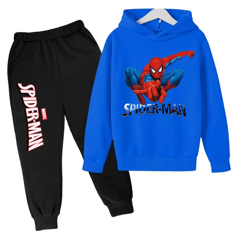 The Children's Sports Hooded Shirt Set Features Cartoon Pattern Prints on the Pants and Is Suitable Children Aged3 To13 to Wear
