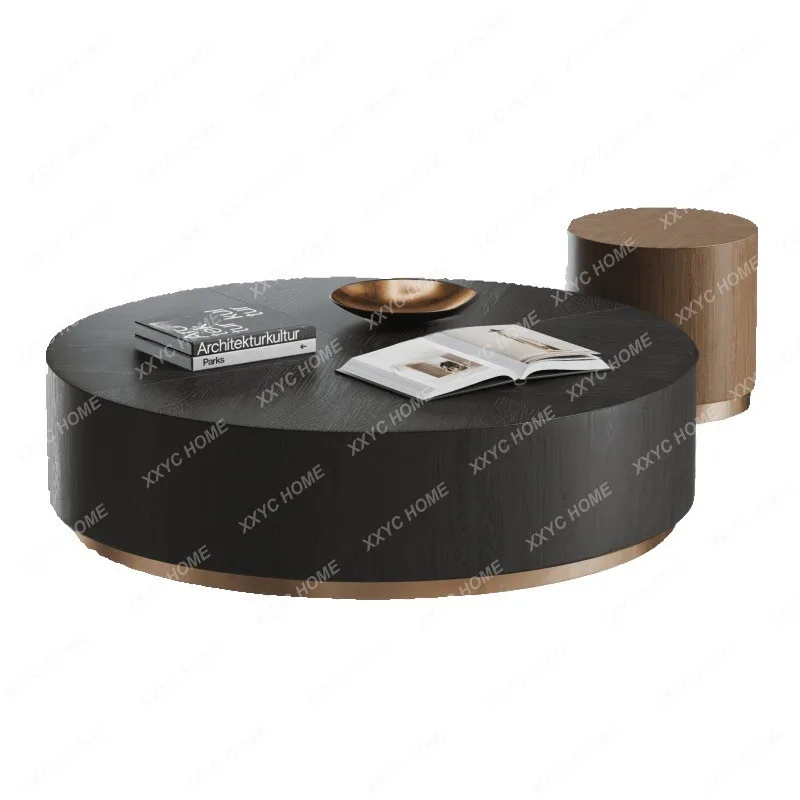ML  light luxury minimalist round coffee table modern simple  creative tempered glass side table combination
