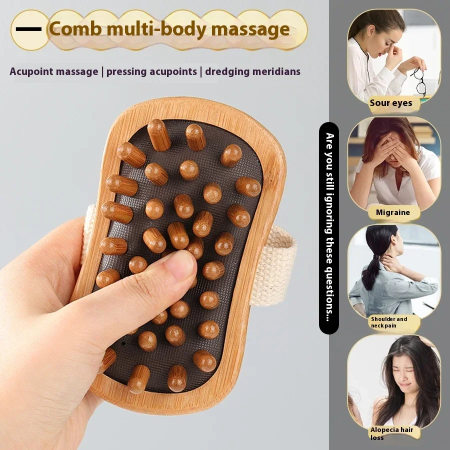 

Hydrotherapy Air Cushion Massage Comb - Wood Essential Oil Body & Scalp Massager, Fat Removal Brush for Relaxation