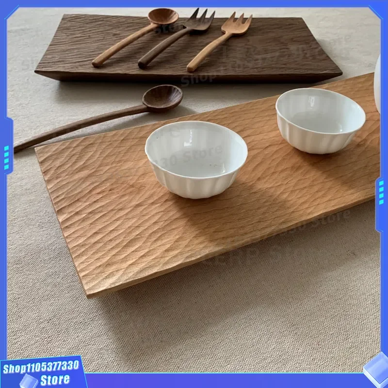 Square Black Walnut Solid Wood Dinner Plate Handmade Creative Steak Pastry Fruit Tray Sushi Serving Dish for Tea Time Home