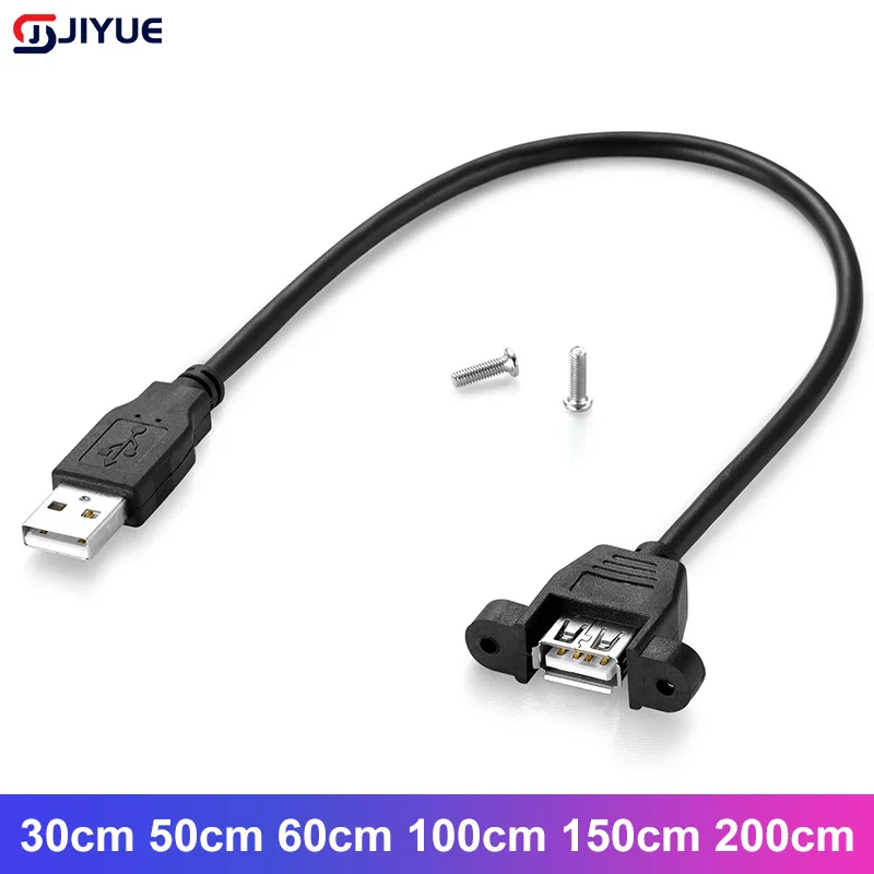 Câble d'extension USB 2.0 mâle à femelle avec panneau à vis, feuille de montage + extension tressée blindée, câble d'alimentation pour PC et ordinateur portable
