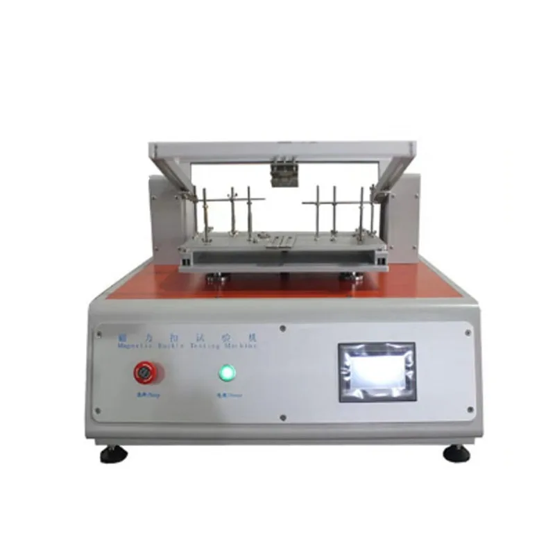 Magnetic buckle testing machine for luggage fasteners