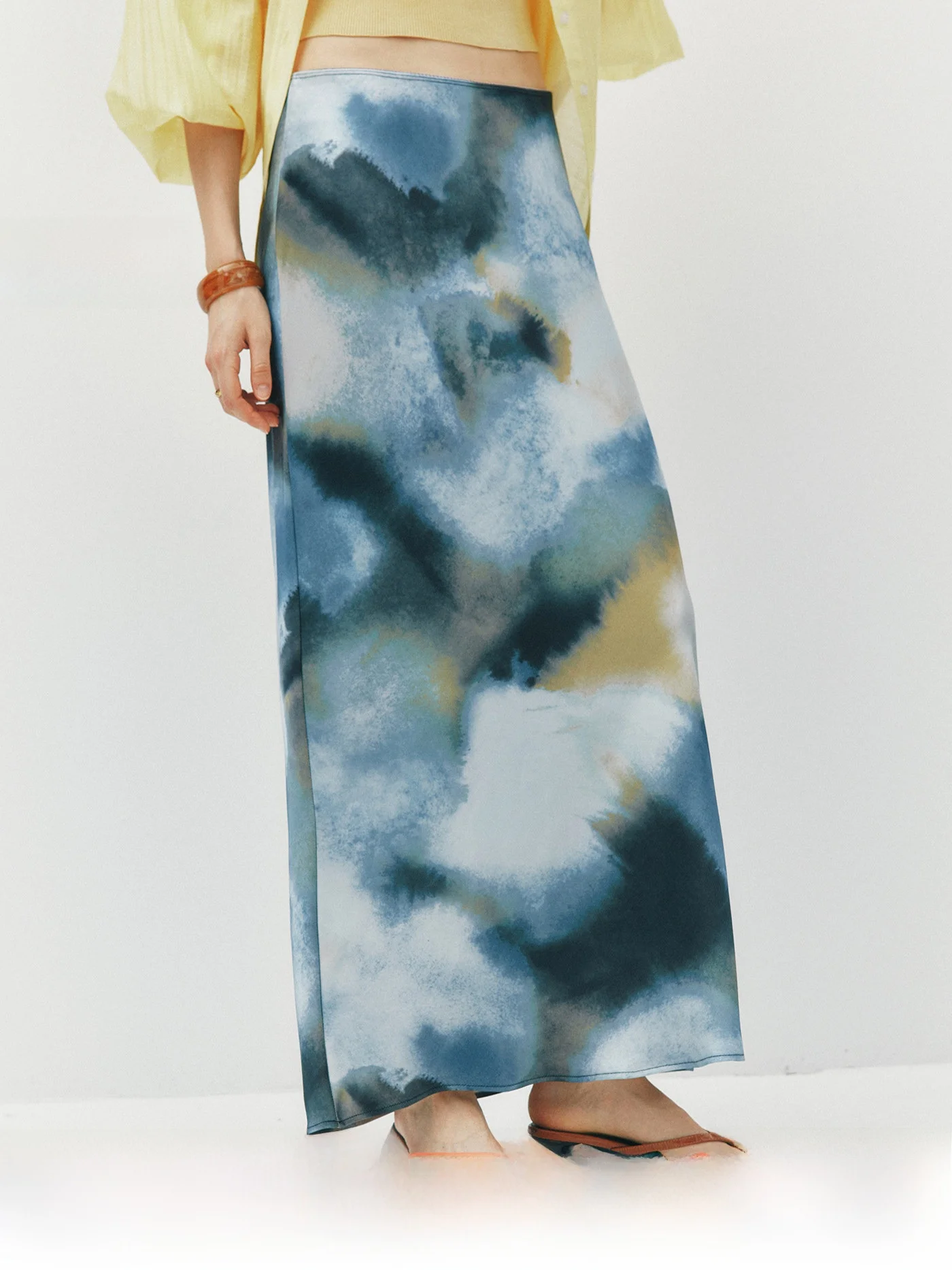 

Abstract Art Watercolor Texture Simple Comfortable Commuter Straight Digital Inkjet Printed Half Skirt Polyester Fiber Non-St...