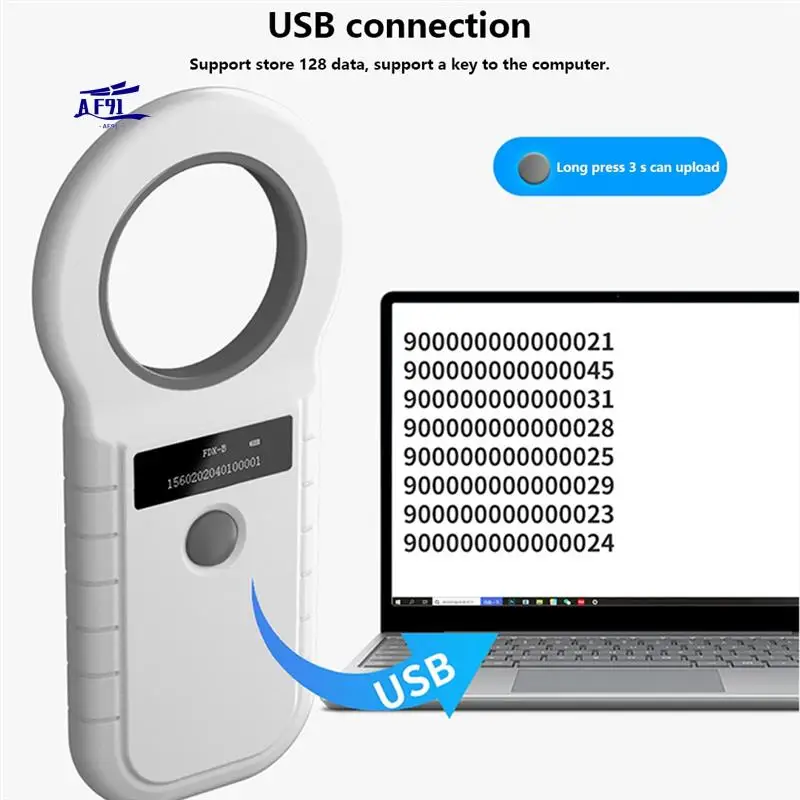 

AF91-Считыватель тегов для животных, считыватель чипов для домашних животных, считыватель чипов для животных, USB 134,2 К, двухчастотный, черный