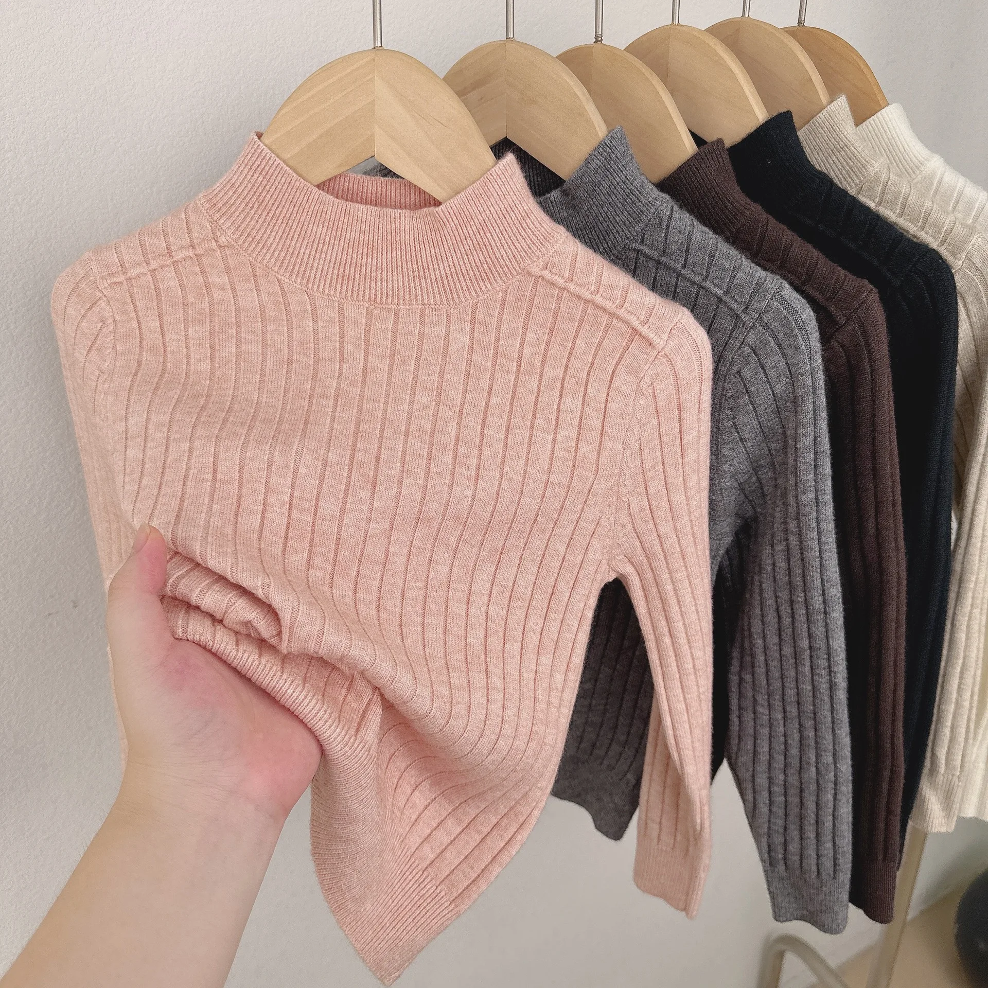 

Sweater School Teen Children's Round Neck 2025 New Autumn/Winter Boys Girls Solid Base Layer Sweater Casual Versatile Knitwear