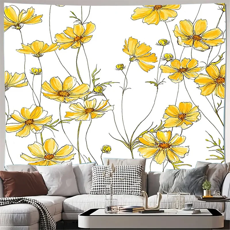 

Ботанический гобелен, настенный цветочный настенный художественный эстетический декор комнаты, вдохновленный природой, богемный декор комнаты в общежитии, Cottagecore