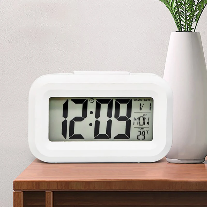 LED Digital Night Glow Alarm Clock Electronic Alarm For Home Office Backlight Snooze Calendar Clock Temperature Electronic Clock