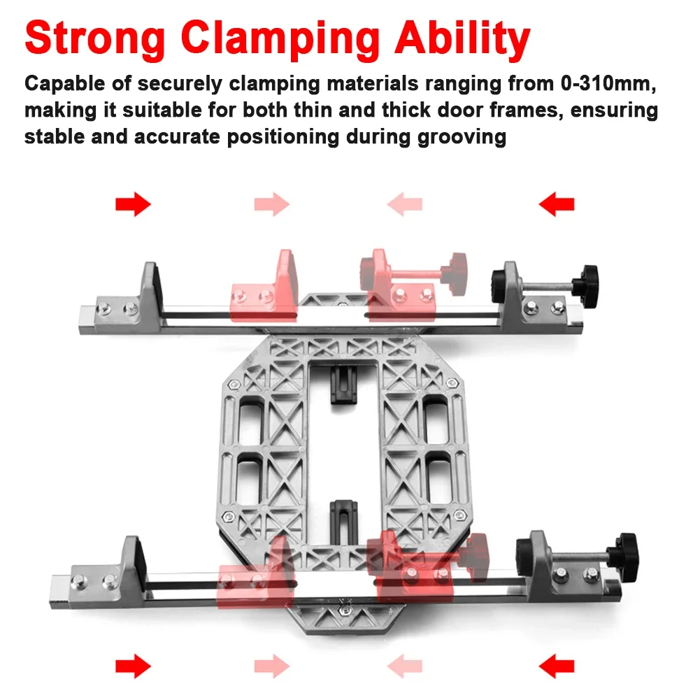 Wood Door Grooving Positioner Woodworking Hole Drilling Guide Locator Multifunctional Hinge Holes Punching Locator