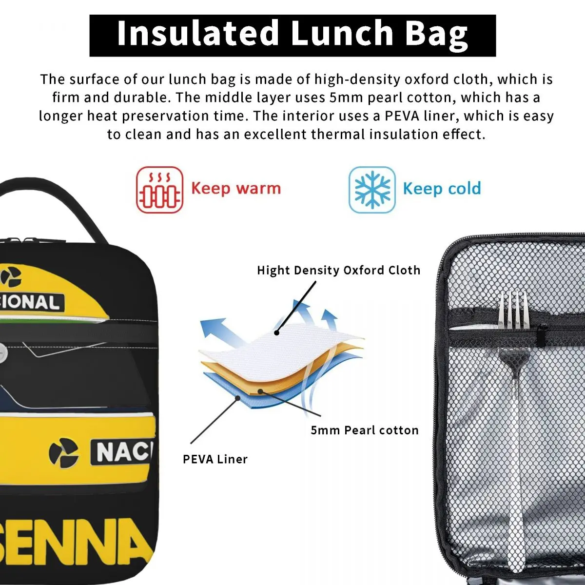 Ayrton Senna Racing Cars Merch Insulated Lunch Bag For Outdoor Food Storage Bag Portable Cooler Thermal Lunch Box