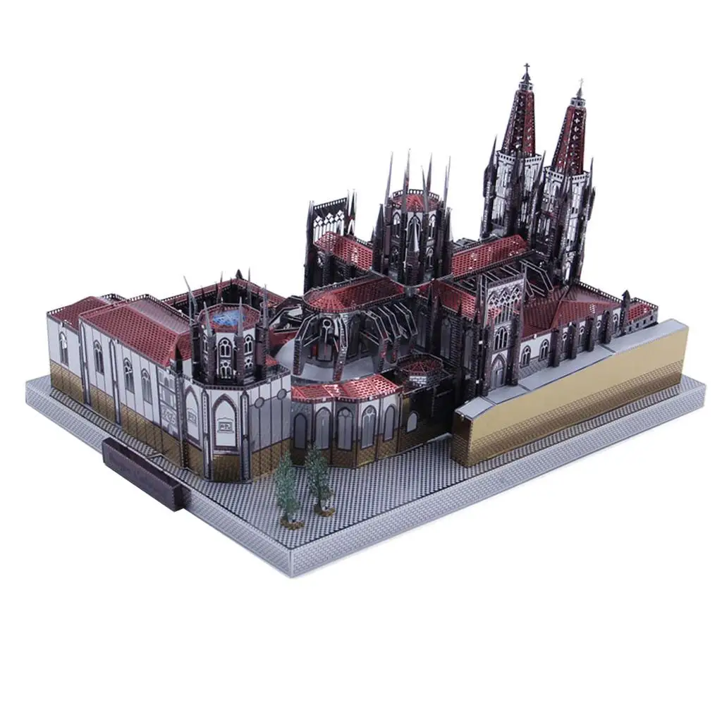 Analyste de construction de modèles de sculpture d'art en métal 3D, ensemble de jeu, cathédrale CON