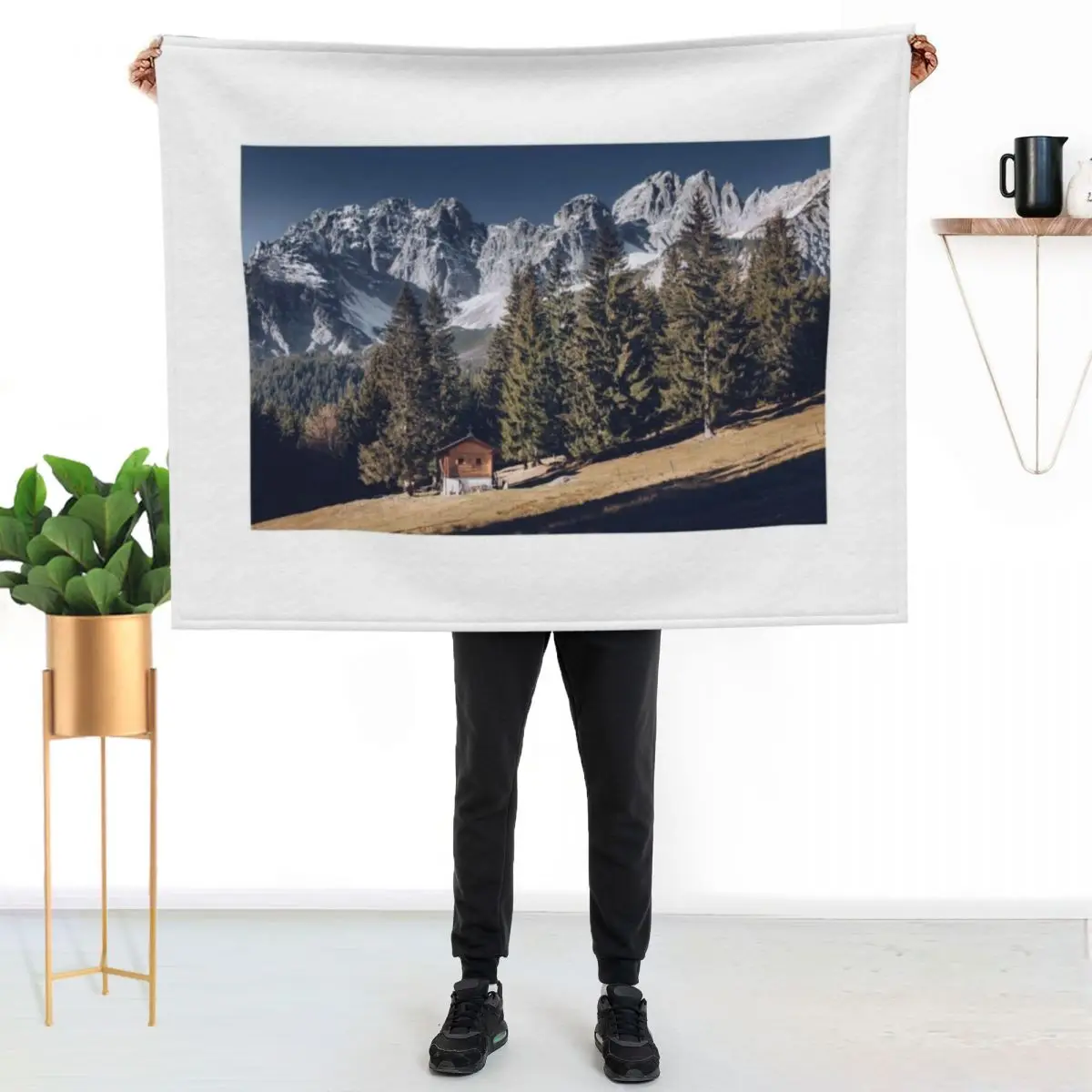 Kaiser - idyllic mountain landscape with mountain hut on the Wilder Kaiser Throw Blanket Decorative Sofas Hair Picnic Blankets