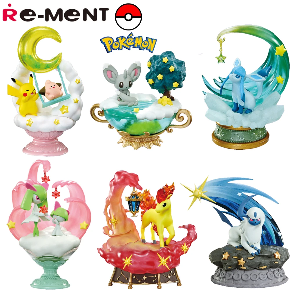 Pre Sale Original Re-Ment Pokemon Starrium Series Dreamy Moonlight Night Full Set Collectible Anime Figures Candy Toy Decoration