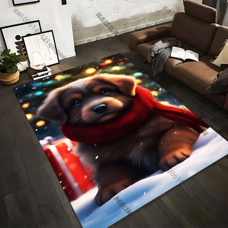 21 Sizes Festive puppy in winter Printed Area Rugs for Adult Yoga Mats Living Room Decor Personalized Doormat