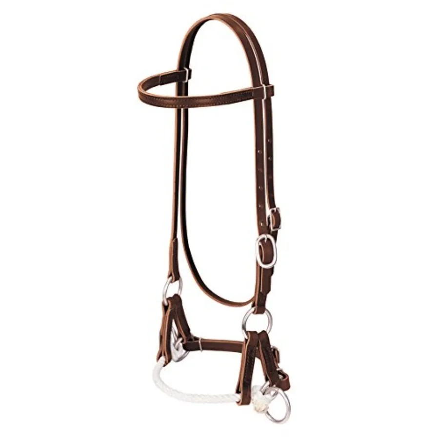 

Weaver Leather Deluxe Latigo Leather Side Pull for western riding premium latigo leather brown durable and adjustable