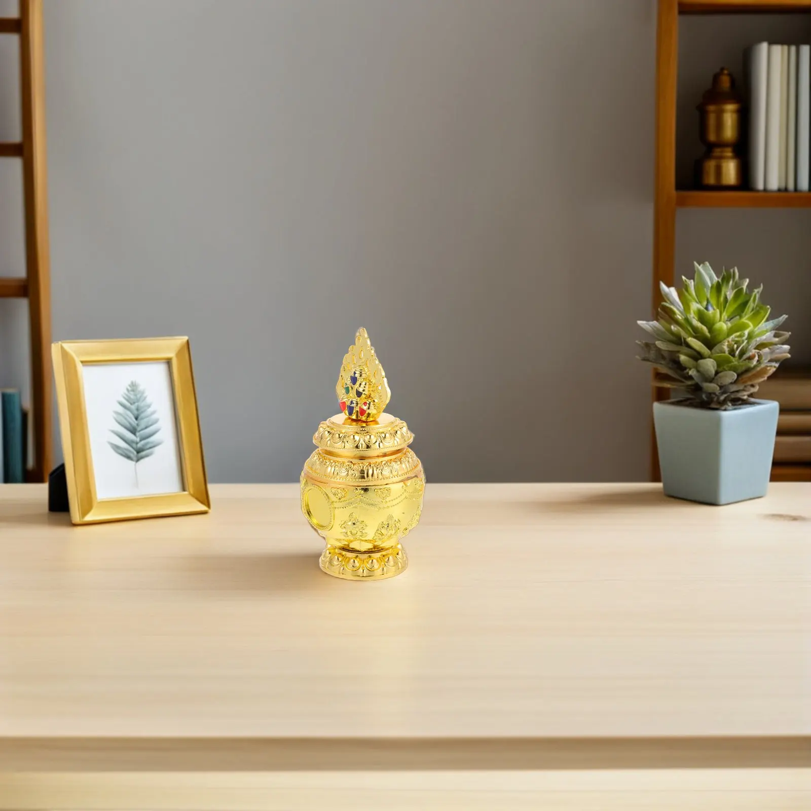 Portable Water Bottle Decorative Jars with Lids Alloy Adornment Shape