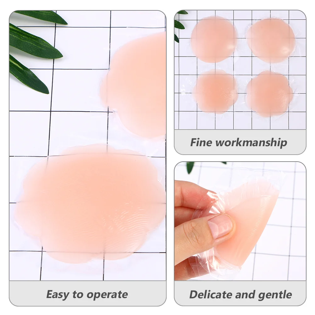 2 Paar Damen-Brustwarzenabdeckungen, unsichtbarer BH, pastöse Polsterung, atmungsaktives Silikonmaterial, feine Verarbeitung, zarte Berührung