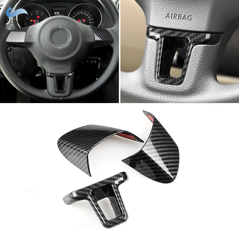 

Для VW Golf 6 MK6 Jetta Bora Polo Eos Touran Caddy 3 шт. ABS углеродное волокно стиль крышка панели рулевого колеса защитная накладка