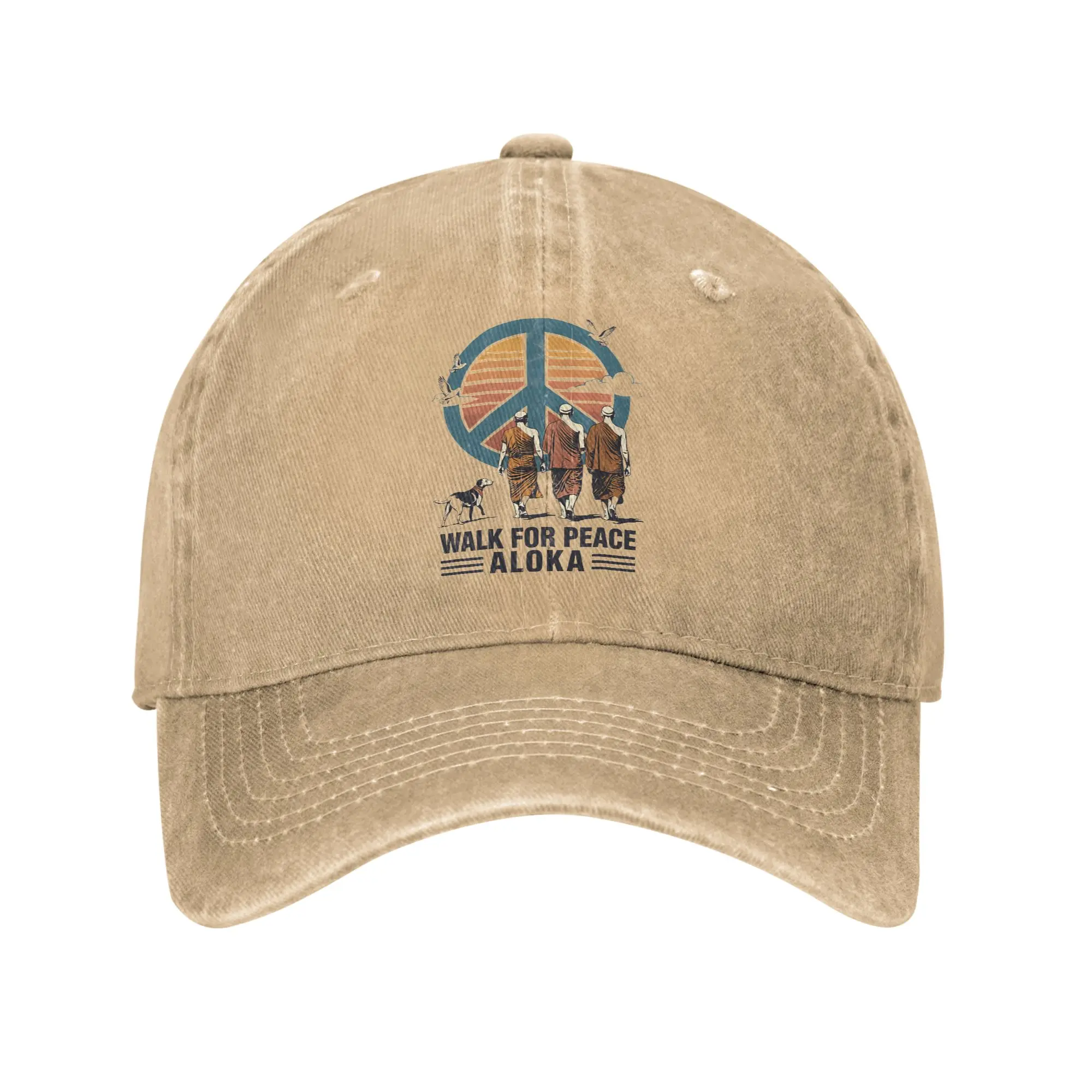 Walk for Peace Monks with Aloka Dog Casual Baseball Cap  Tennis Skate Trucker Hat Summer Sun-Proof Adult Vintage Baseball Caps