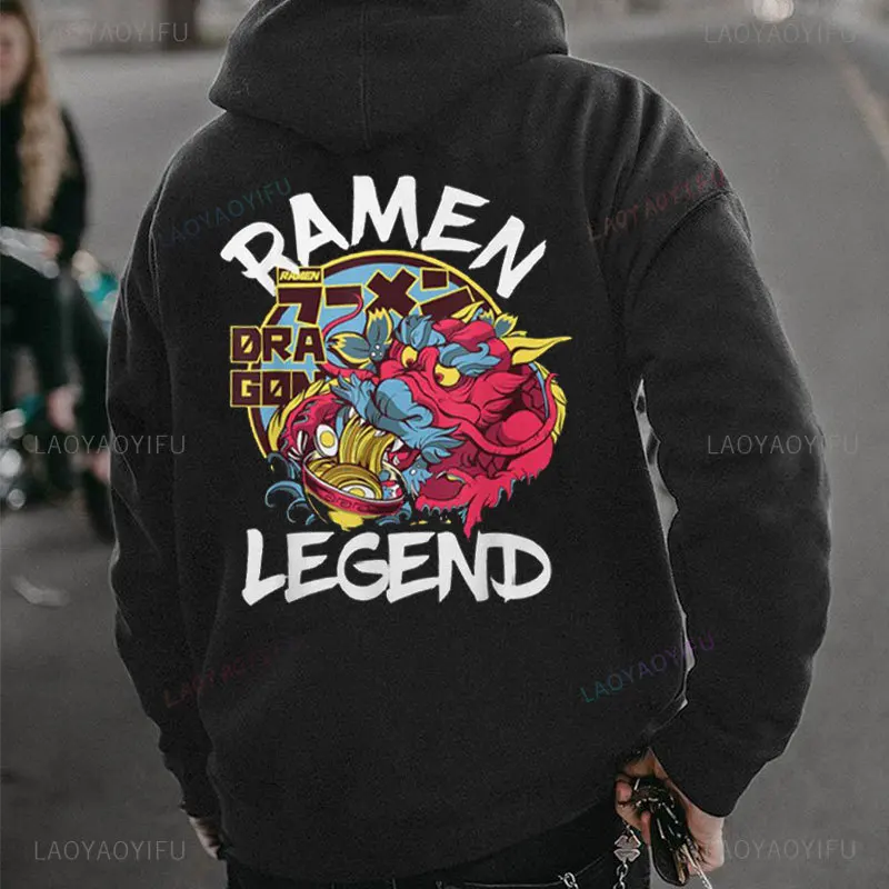 Ramen Legend Japanese Noodles Chinese Dragon Anime Manga Men's Sweatshirt Back Print Vintage Harajuku Ersonality Unisex Clothing