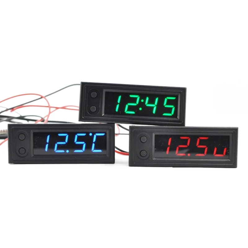 12V 3 in 1 Vehicle Auto Kit Thermomete + Voltmeter + Clock LED Digital Display Drop shipping