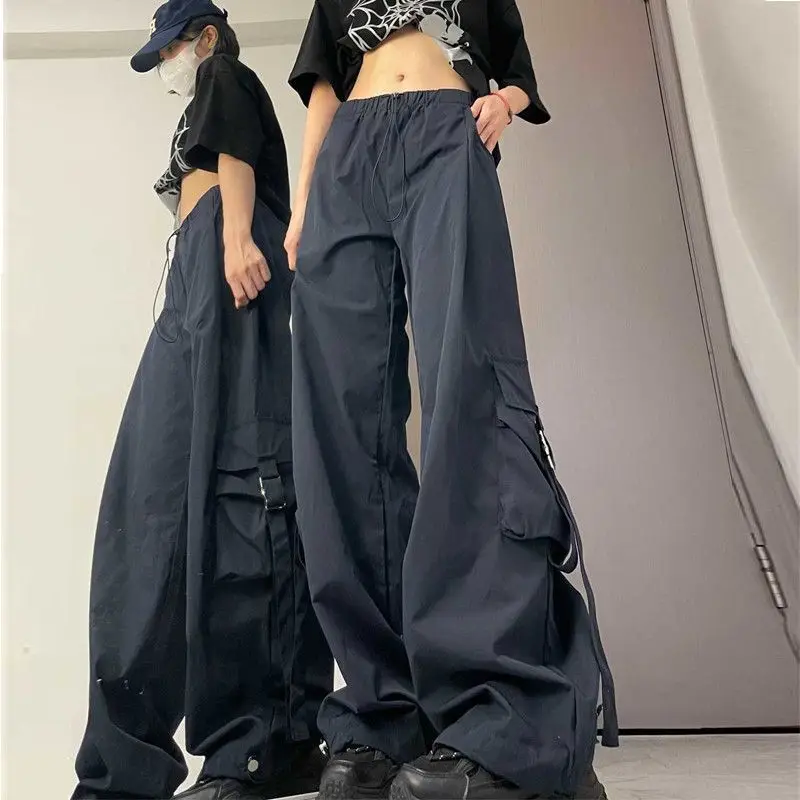 American Overalls Female Spring And Autumn Large Pocket Casual Pants Hip-Hop Straight Wide-Leg Couple Pants Male Women