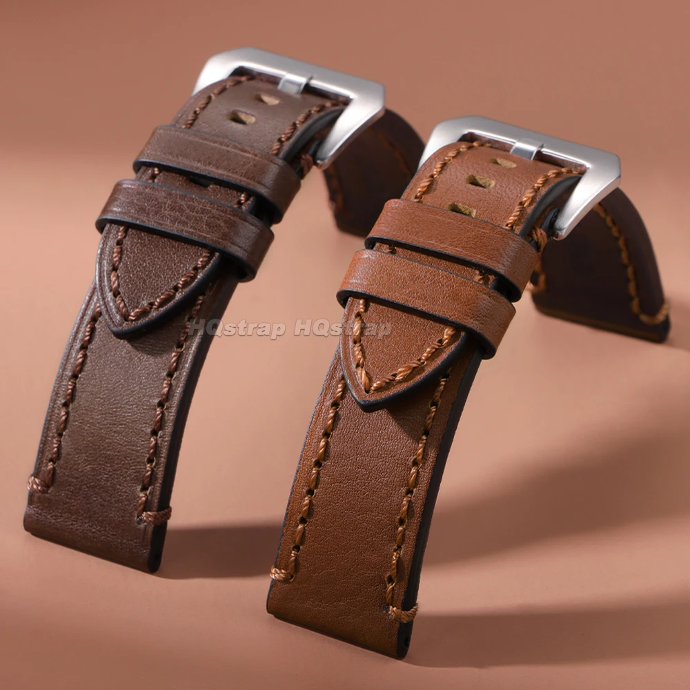 Vintage Leather Watch Band 20mm 22mm 24mm Cowhide Crazy Horse Strap for Panerai Wristband Universal Women Men Sport Bracelet