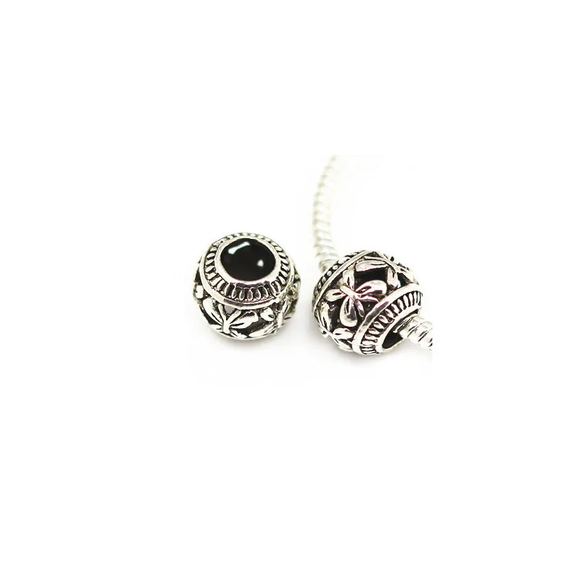 10PCS/Lot 10mm Tibetan Silver Metal Hollow Beads Big Hole Loose Spacer Beads For Jewelry Making DIY Bracelet Accessoies Supplies