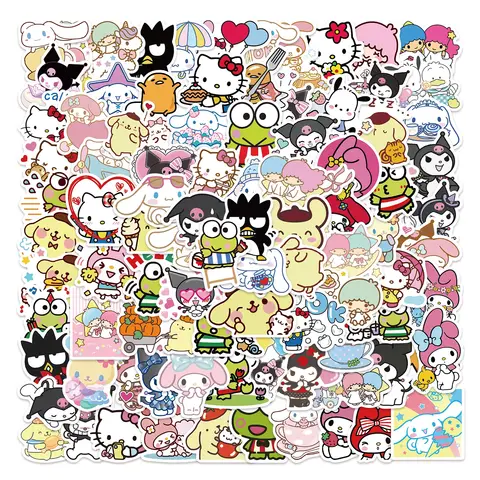 50/100pcs Kawaii My Melody Kuromi Hello Kitty Stickers for Kids Girls DIY Stationery Diary Cute Cartoon Sanrio Sticker Decals