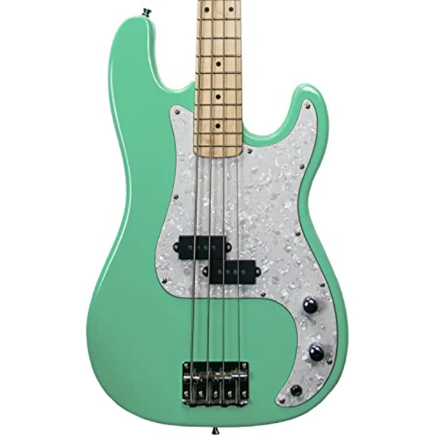 

EP Series Electric Bass Guitar for studio and live performance, Surf Green finish with pearl pickguard, lightweight mahogany bo
