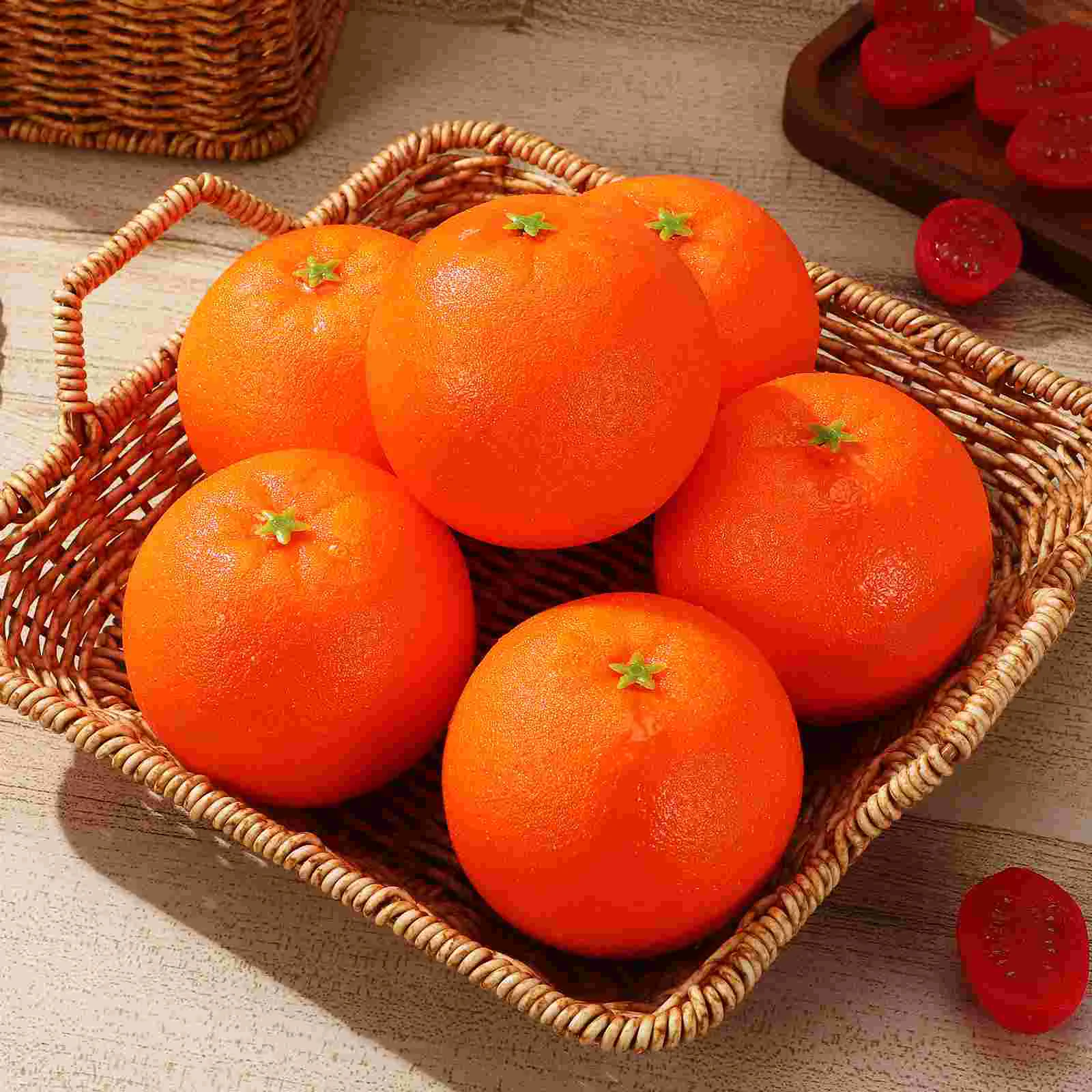 6 Pcs Artificial Fruits Orange Model Oranges For Decoration Props Faux Child Realistic